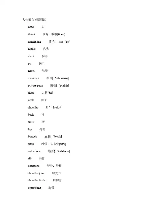 人体器官英语词汇