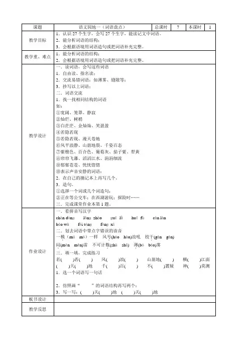 语文园地一(词语盘点)