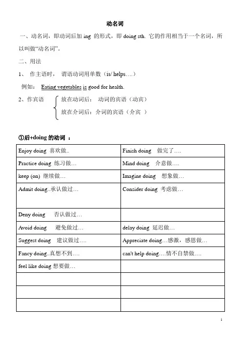 初中动名词讲解+练习