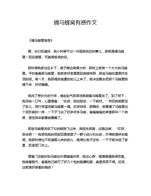 捅马蜂窝有感作文