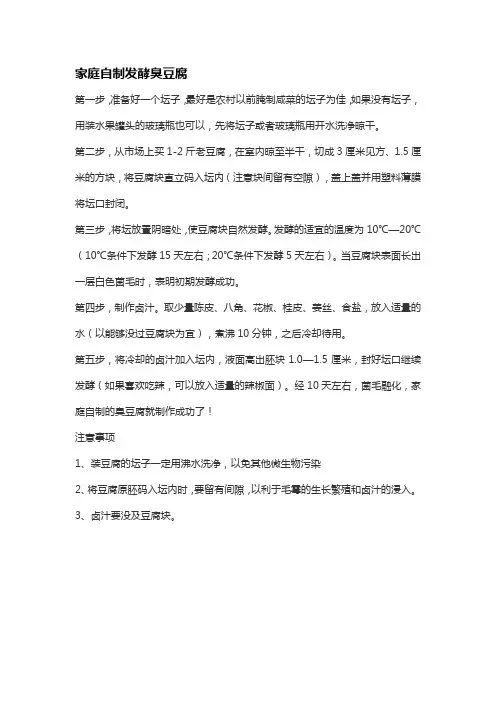 家庭自制发酵臭豆腐