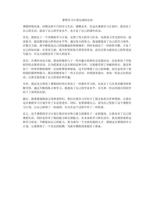 暑假学习计划完成的总结