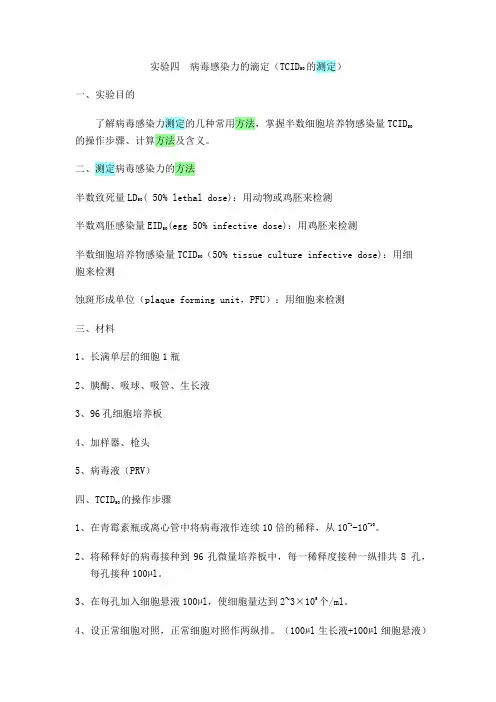 TCID50与moi值的计算