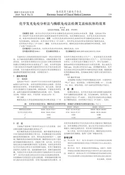 化学发光免疫分析法与酶联免疫法检测艾滋病抗体的效果