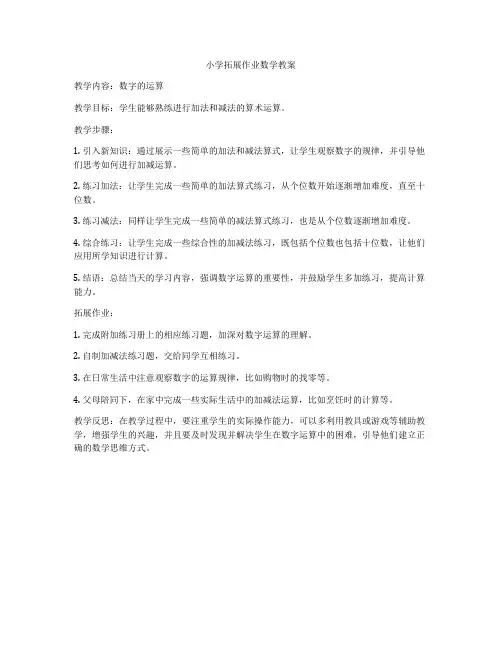 小学拓展作业数学教案