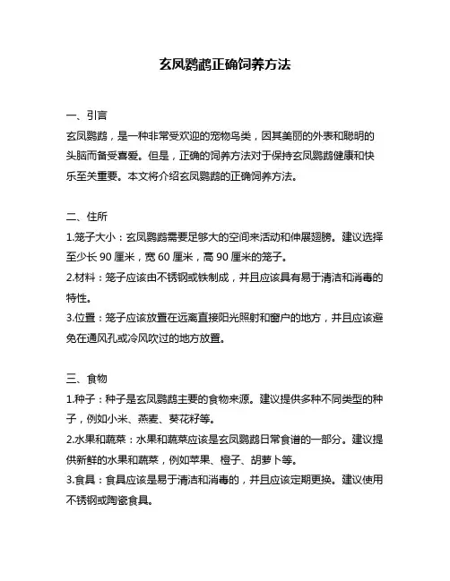 玄凤鹦鹉正确饲养方法
