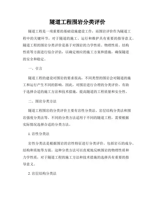 隧道工程围岩分类评价