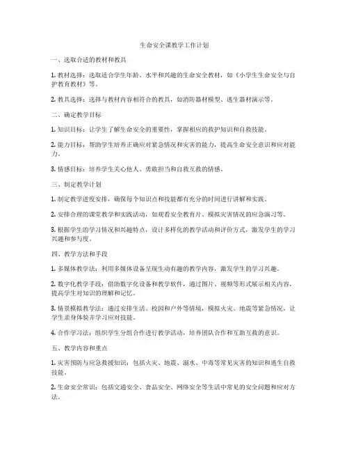 生命安全课教学工作计划