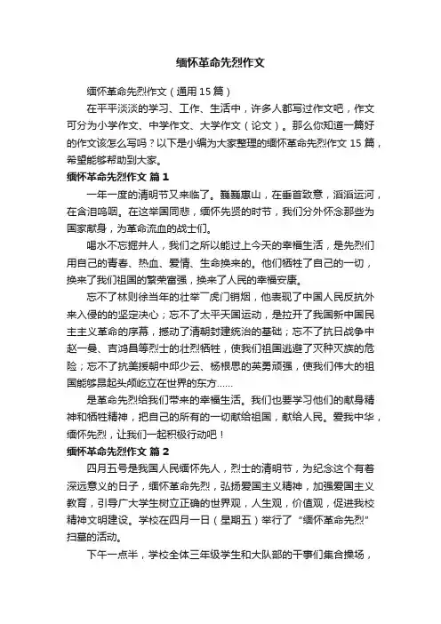 缅怀革命先烈作文（通用15篇）