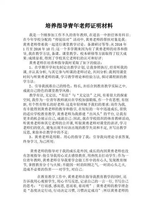 指导青年教师材料