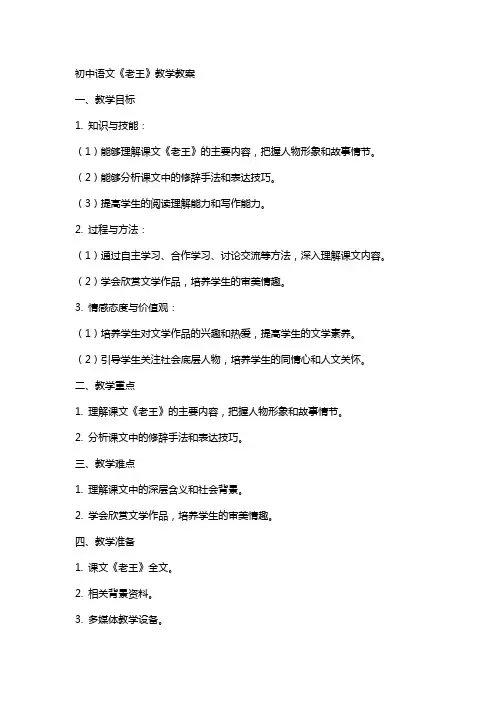 初中语文老王教学教案