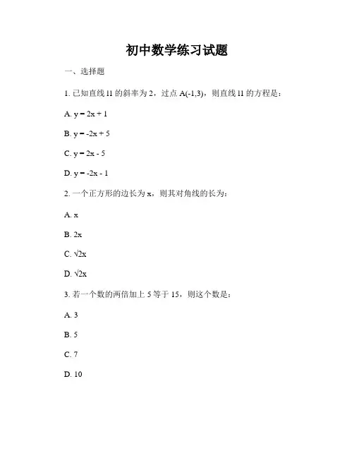 初中数学练习试题