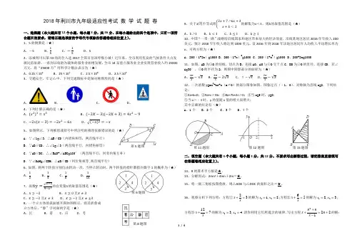 2018年适应性考试数学试题及答案