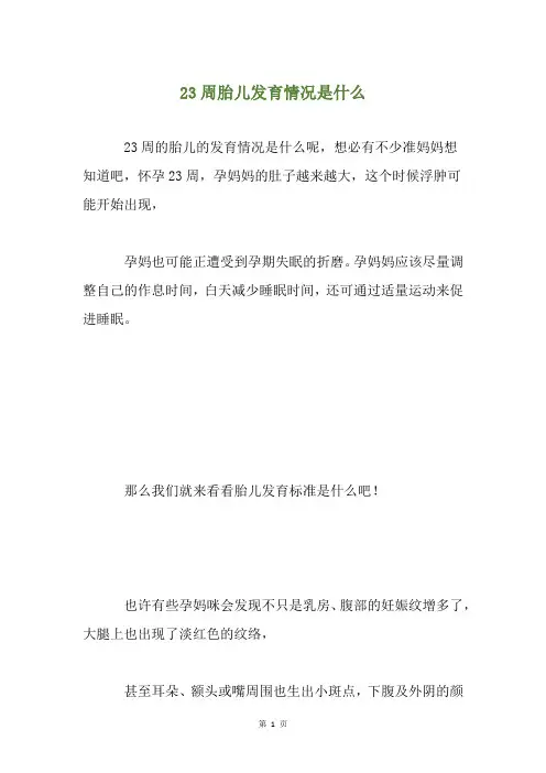23周胎儿发育情况是什么