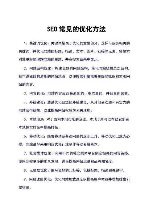 SEO常见的优化方法
