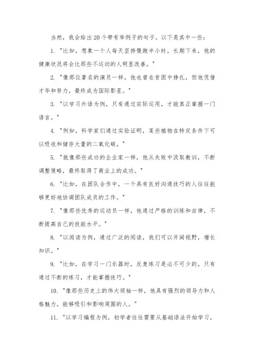 带有举例子的说明方法20句。