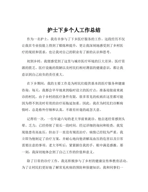 护士下乡个人工作总结