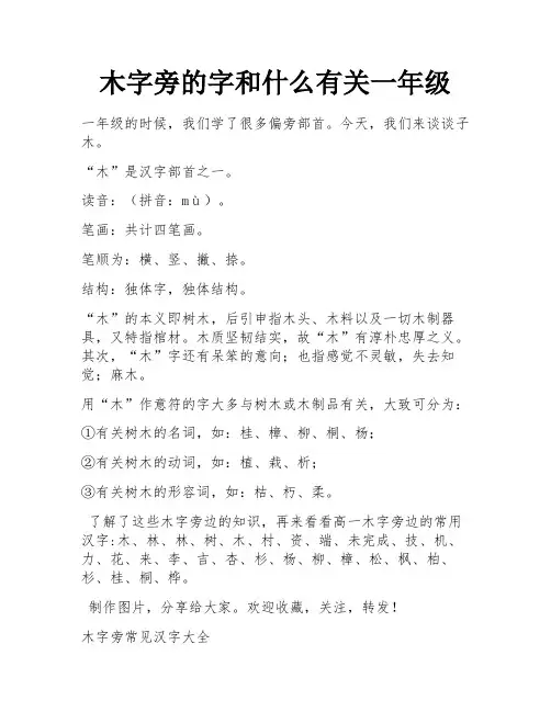 木字旁的字和什么有关一年级