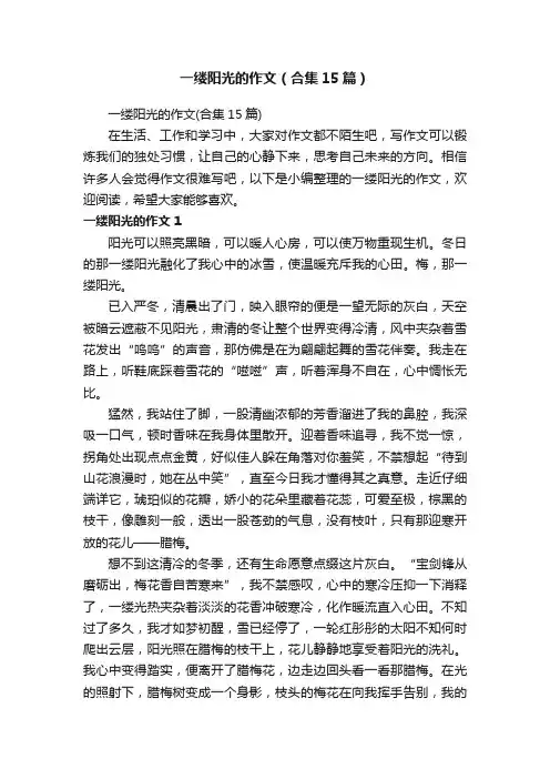一缕阳光的作文（合集15篇）