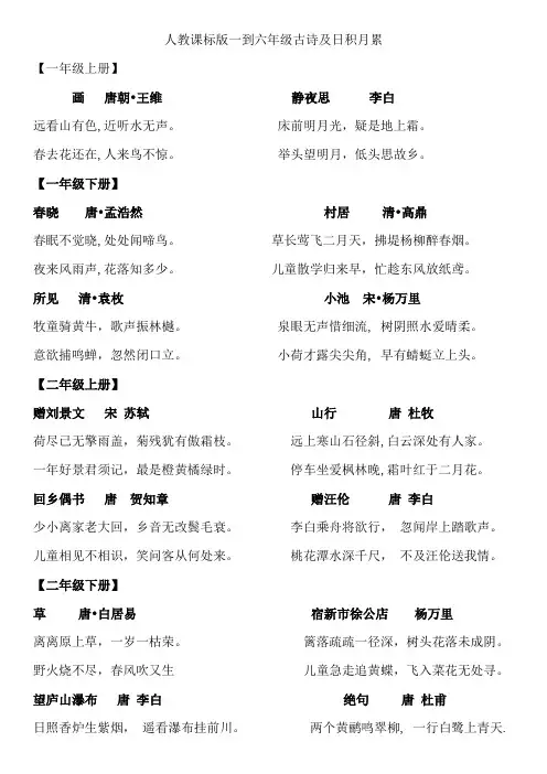 [小学语文资料]人教版一至六年级古诗词及日积月累