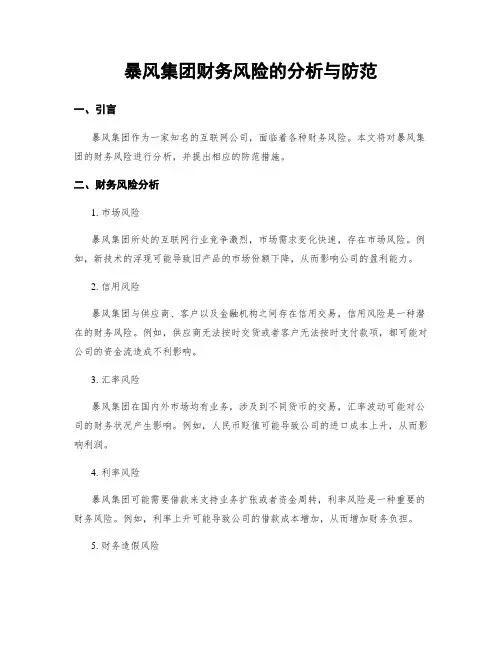 暴风集团财务风险的分析与防范