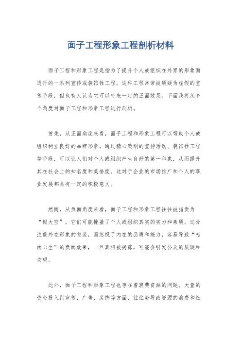 面子工程形象工程剖析材料