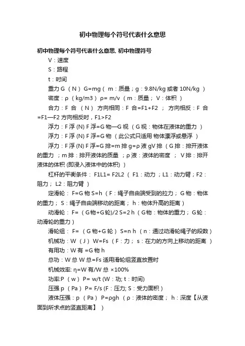 初中物理每个符号代表什么意思