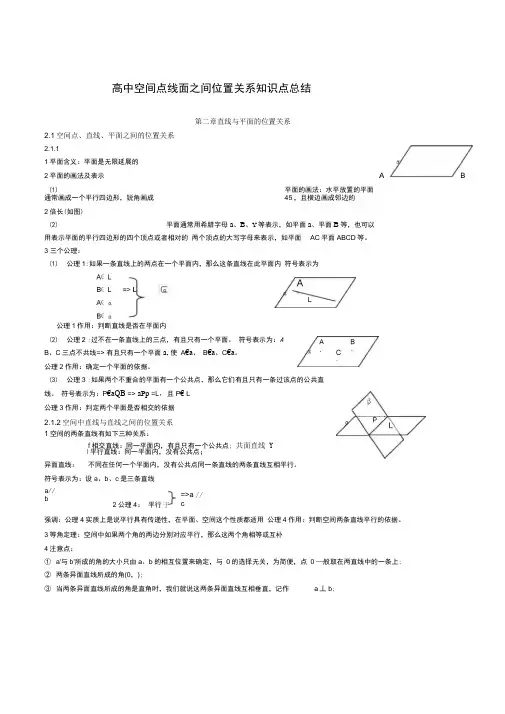 点线面之间的位置关系的知识点总结