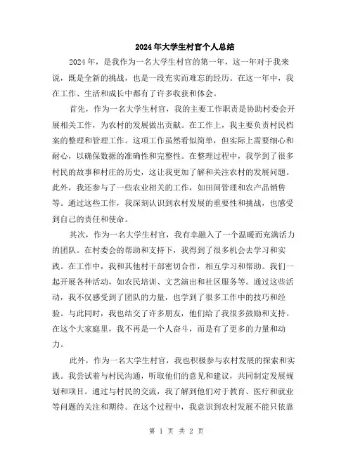 2024年大学生村官个人总结