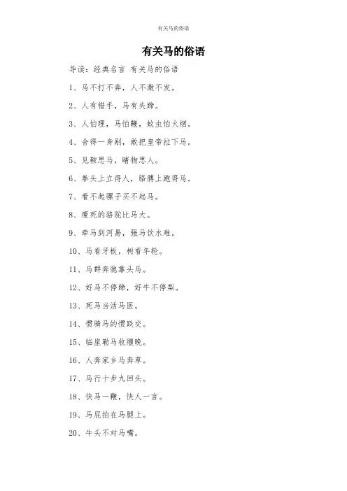 有关马的俗语 2