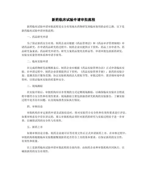 新药临床试验申请审批流程