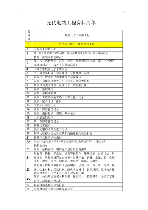 光伏电站项目工程资料清单.docx