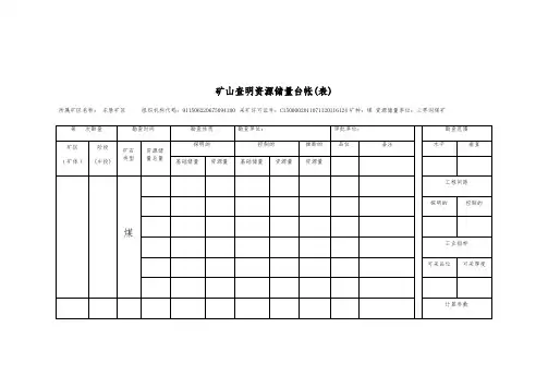 矿山查明资源储量台帐