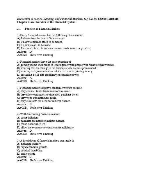 米什金 货币金融学 英文版习题答案chapter 2英文习题