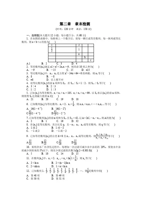 人教B版数学必修五：第2章《数列》章末检测学案(含答案解析)