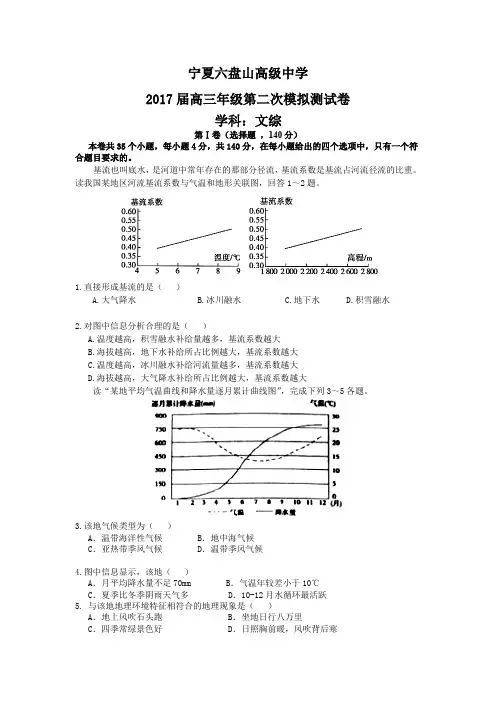 宁夏六盘山高级中学2017届高三第二次模拟考试 文综.doc