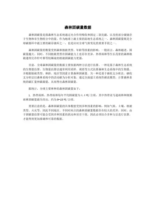 森林固碳量数据