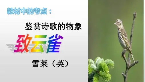 【教材考点精析】《致云雀》：鉴赏诗歌中的物象(课件)-2022-2023学年高一语文统编版必修上册