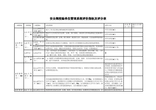 安全阀校验单位管理系统评价指标及评分表