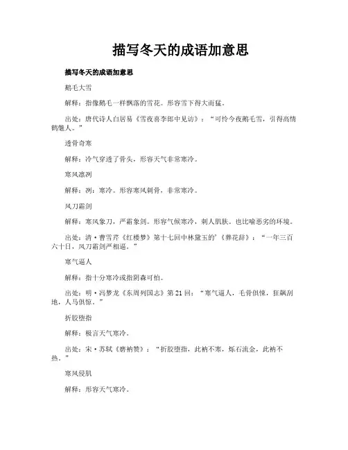 描写冬天的成语加意思