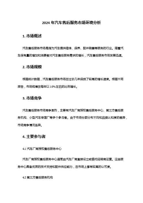 2024年汽车售后服务市场环境分析