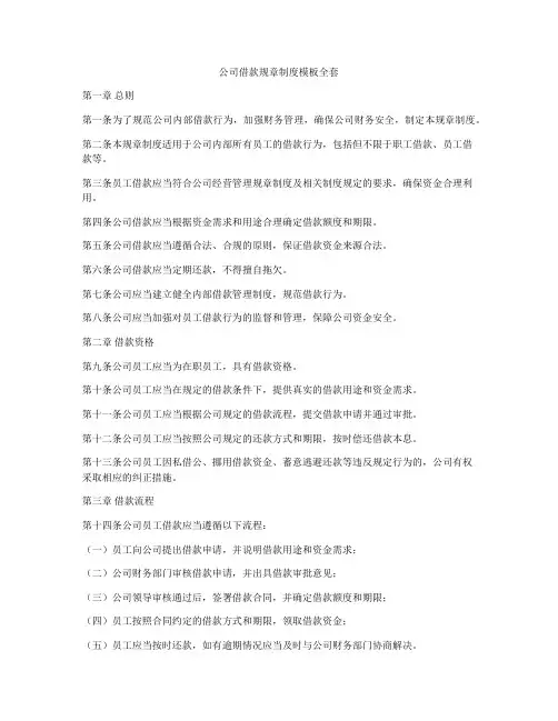 公司借款规章制度模板全套