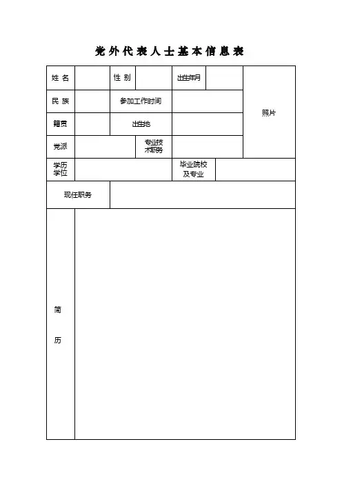 党外代表人士基本信息表