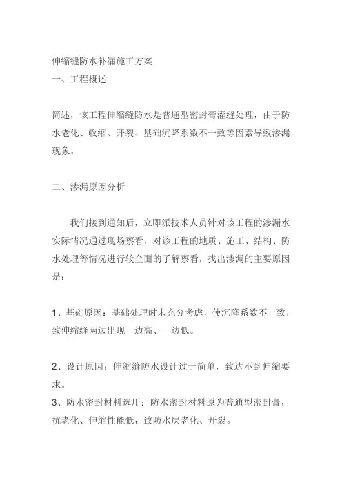 伸缩缝防水补漏施工方案.doc