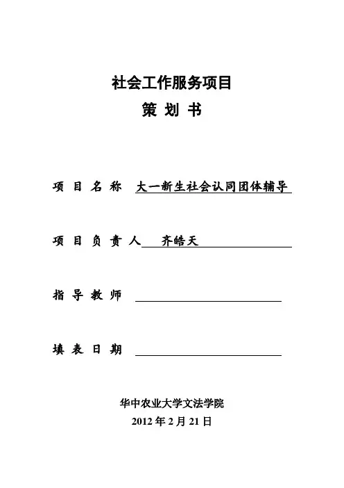 社会工作项目设计计划书模板