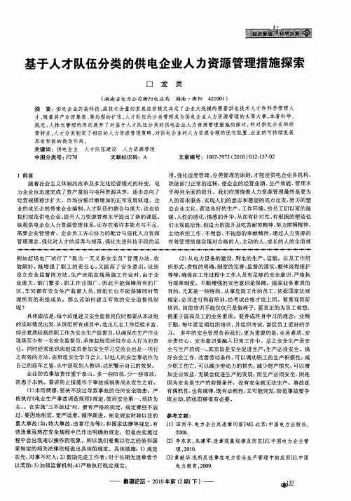 基于人才队伍分类的供电企业人力资源管理措施探索
