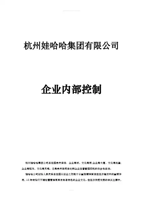 娃哈哈集团有限公司企业内部控制