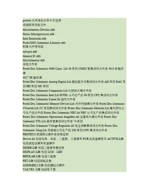 Protues元件库和元件中文对照(完美整理).