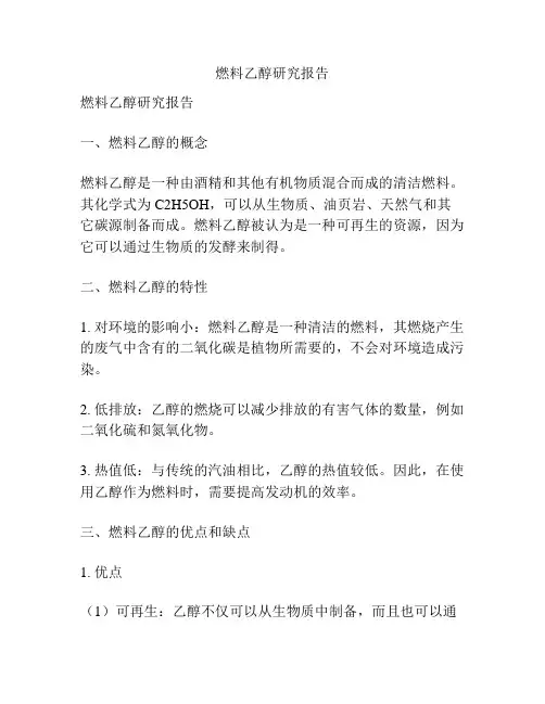 燃料乙醇研究报告