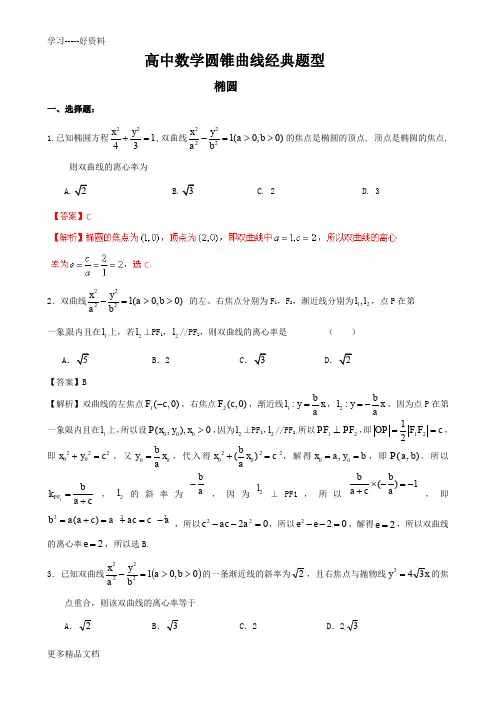 高考数学-圆锥曲线(习题版)汇编